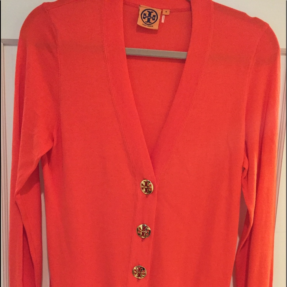 Tory Burch Logo Button Cotton Cardigan